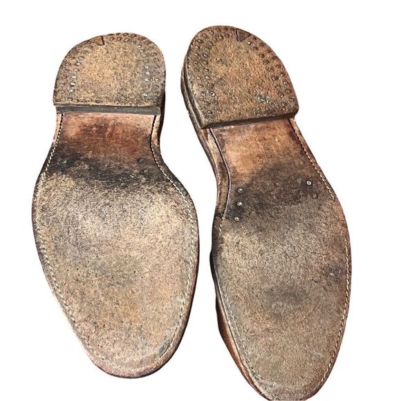 Florsheim 93602 Longwing V Cleat Oxfords Shoes Mens Size 9.5 Brown Grain Leather - Picture 6 of 12